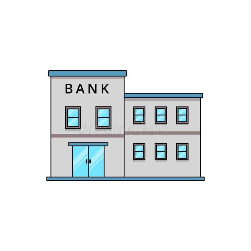 Bank Building Cartoon Illustration Isolated on White Stock Vector -  Illustration of drawing, federal: 207700790