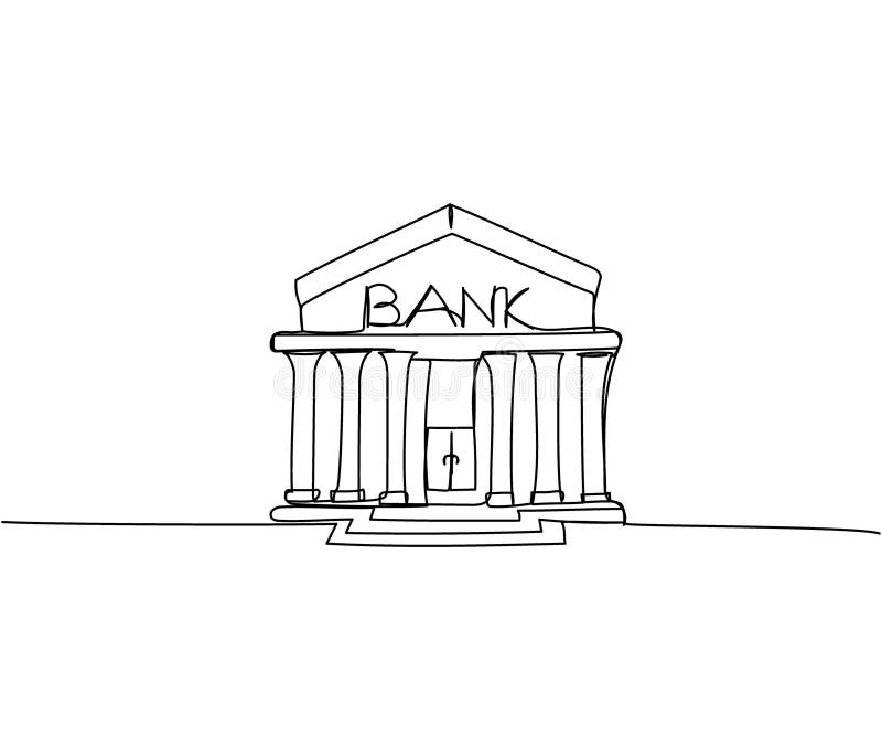 Bank, Bank Building, Court, Building with Columns One Line Art. Continuous Line  Drawing of Bank, Money, Finance Stock Vector - Illustration of data,  payment: 278194667