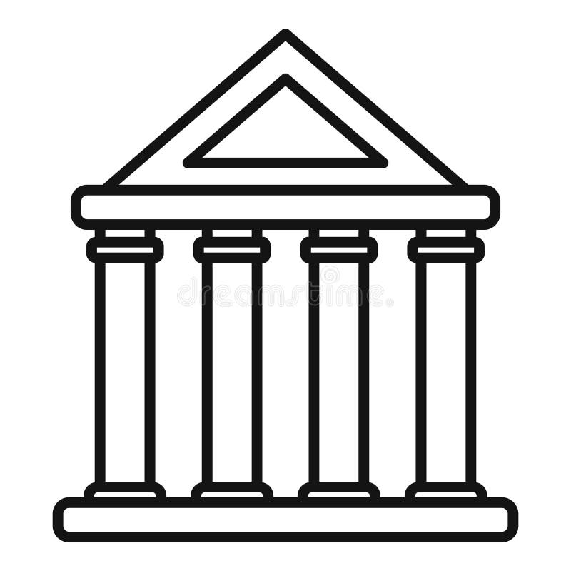 Bank Building Icon, Outline Style Stock Vector - Illustration of ...