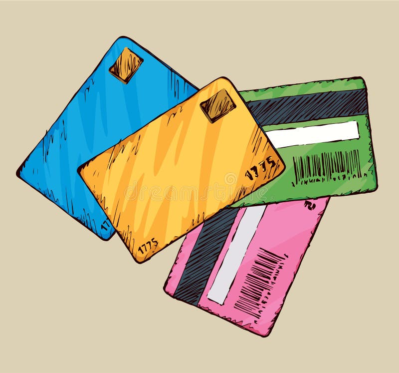 Bank card. Vector drawing stock vector. Illustration of card 93021985