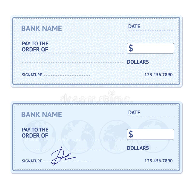 Bank Check Template Set. Vector Stock Vector - Illustration of cash ...