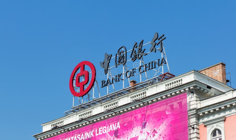 Bank of China logo in Budapest, Hungary.