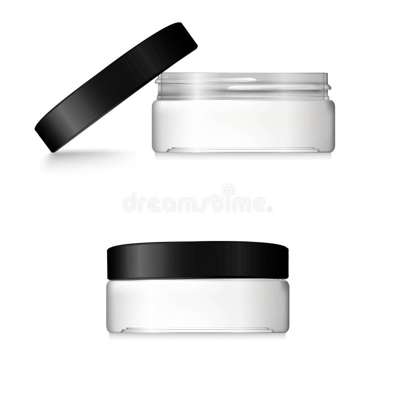 Bank with Cream and Box on White Background. 3d Rendering Stock