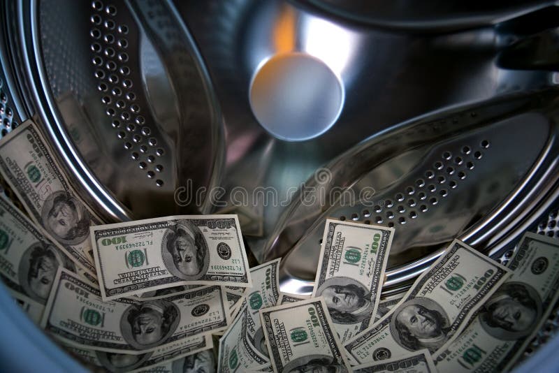 Bank of dollars in washing machine