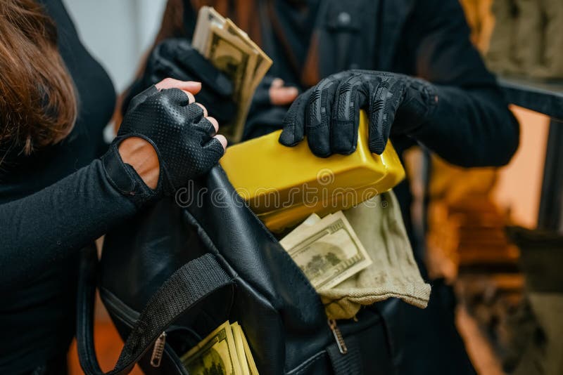 Bank Robbery Male Thief Running with Handbag Stock Photo Image of