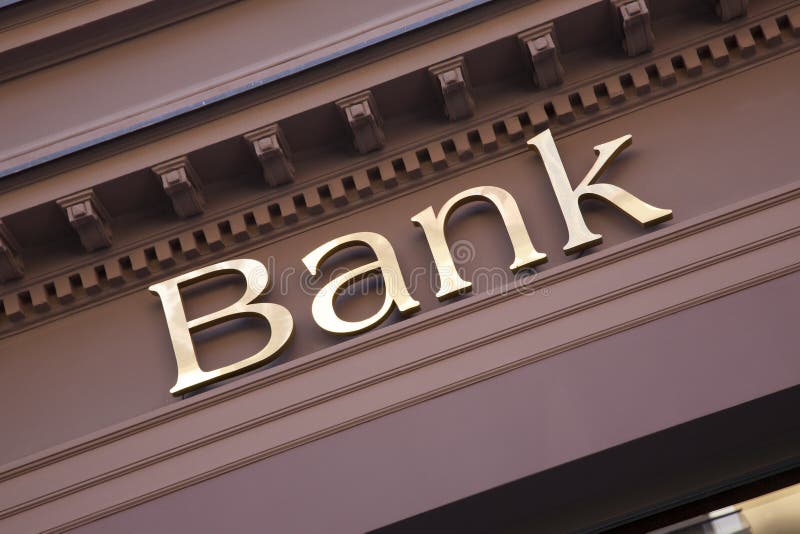 Bank Sign On Stone Facade Stock Photo Image Of Sign 105511514
