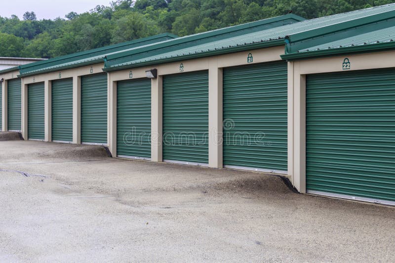 Bank of Self Storage Units stock photo. Image of private 18614980