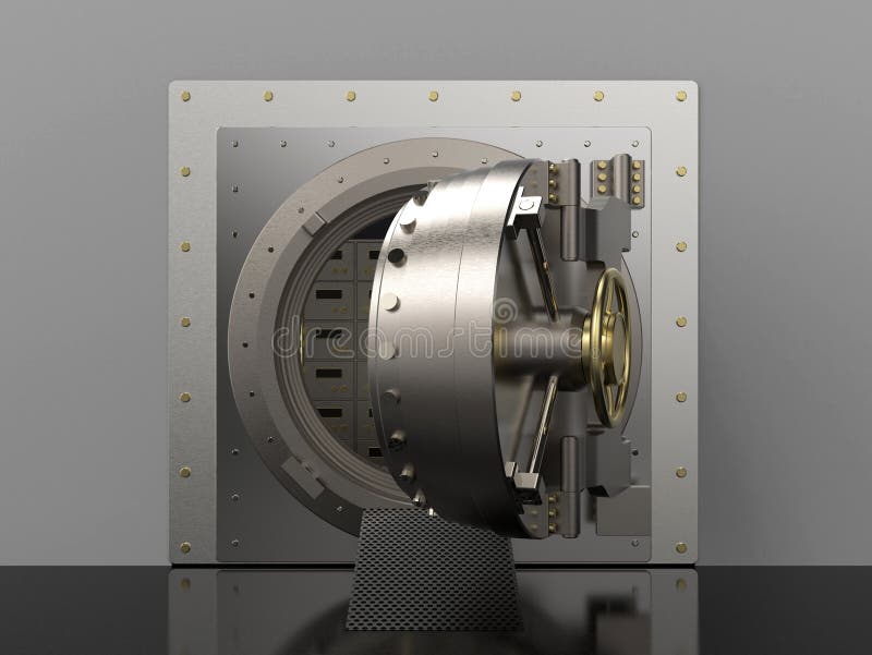Bank Storage Vault Safe Door Made of Steel, Open Stock Illustration