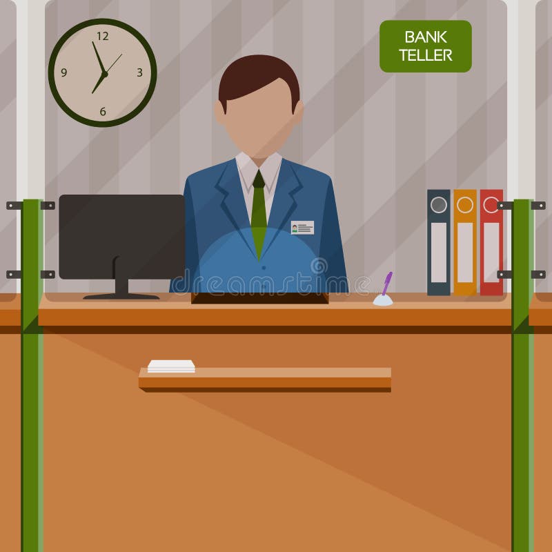 Bank Teller Behind Window. Depositing Money in Bank Account. People Service and Payment Stock Vector - Illustration of banking, cashier: 89796586 Bank Teller Behind Window. Depositing Money in Bank Account. People Service and Payment Stock Vector - Illustration of banking, cashier: 89796586