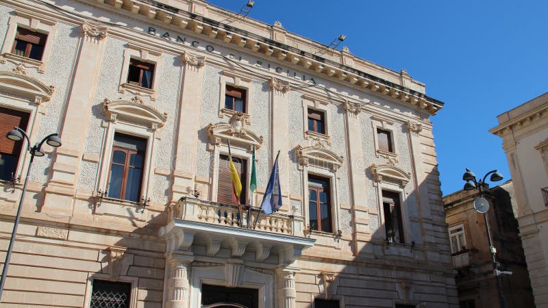 bank of sicily in syracuse in sicily in italy. bank of sicily in syracuse in sicily in italy