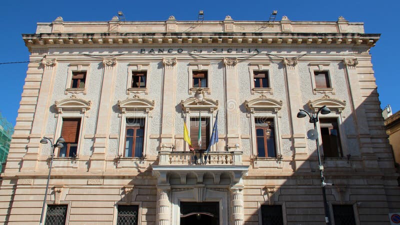 bank of sicily in syracuse in sicily in italy. bank of sicily in syracuse in sicily in italy