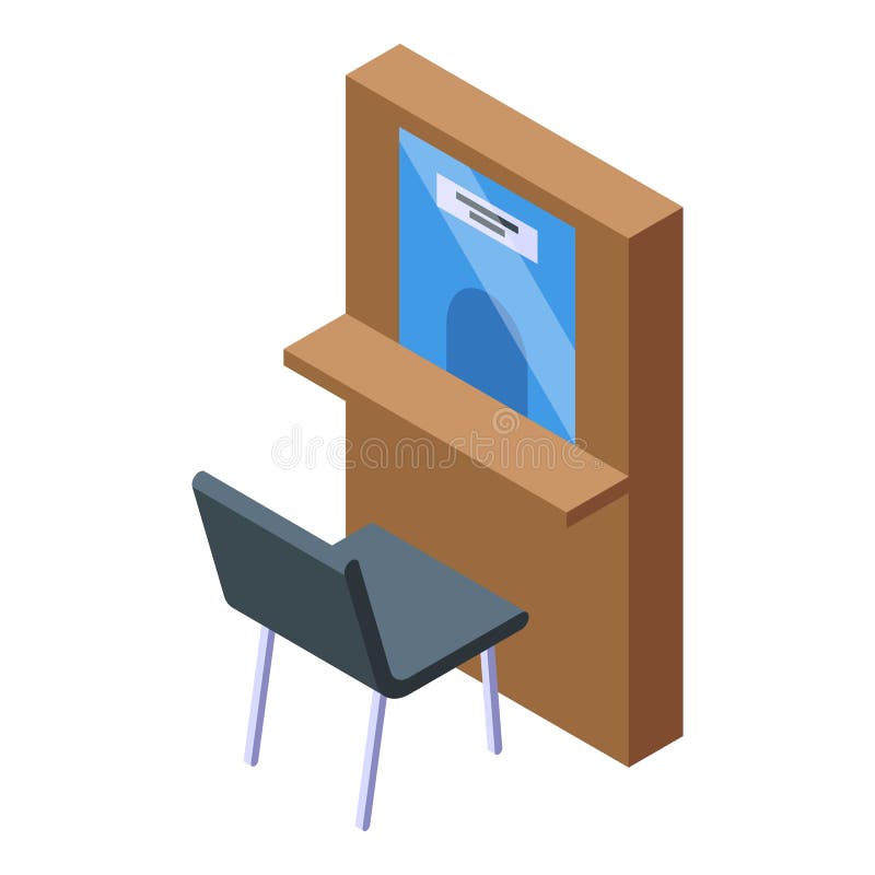 Bank window reception icon isometric vector. Teller counter vector illustration