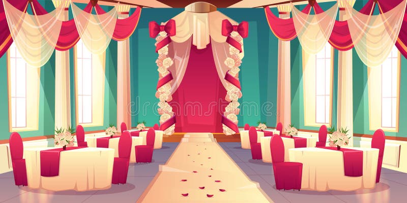 Banketthalle bereit zum Hochzeitszeremonievektor