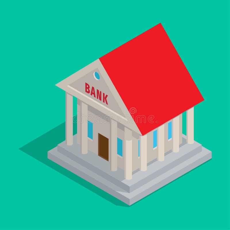 Bankgebäude in der alte Art-isometrischen Ikone lizenzfreie abbildung Bankgebäude in der alte Art-isometrischen Ikone lizenzfreie abbildung