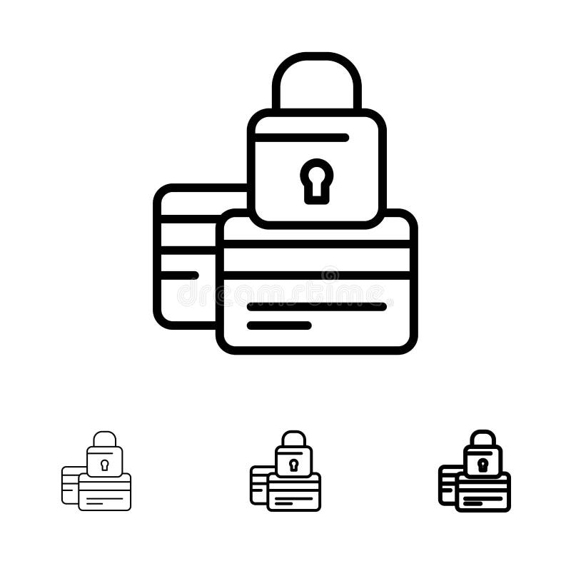 Banking, Card, Credit, Payment, Secure, Security Bold and thin black line icon set stock illustration Banking, Card, Credit, Payment, Secure, Security Bold and thin black line icon set stock illustration