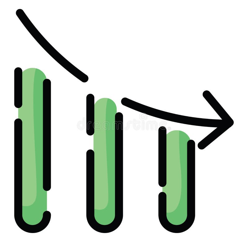 Banking profit decrease, illustration, vector on a white background. Cost price decrease vectors