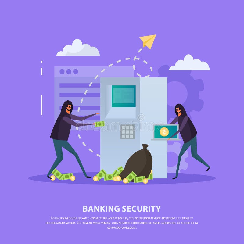 Banking Security Flat Background royalty free illustration Banking Security Flat Background royalty free illustration