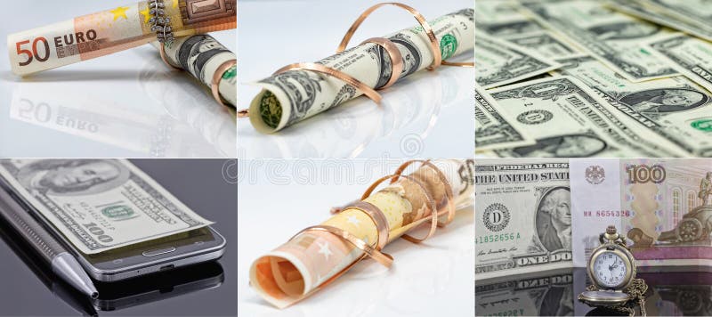 Banknotes of 1 Dollar and 50 Euro are Sold in Different Gold Rings Stock  Image - Image of wealth, payment: 142852265