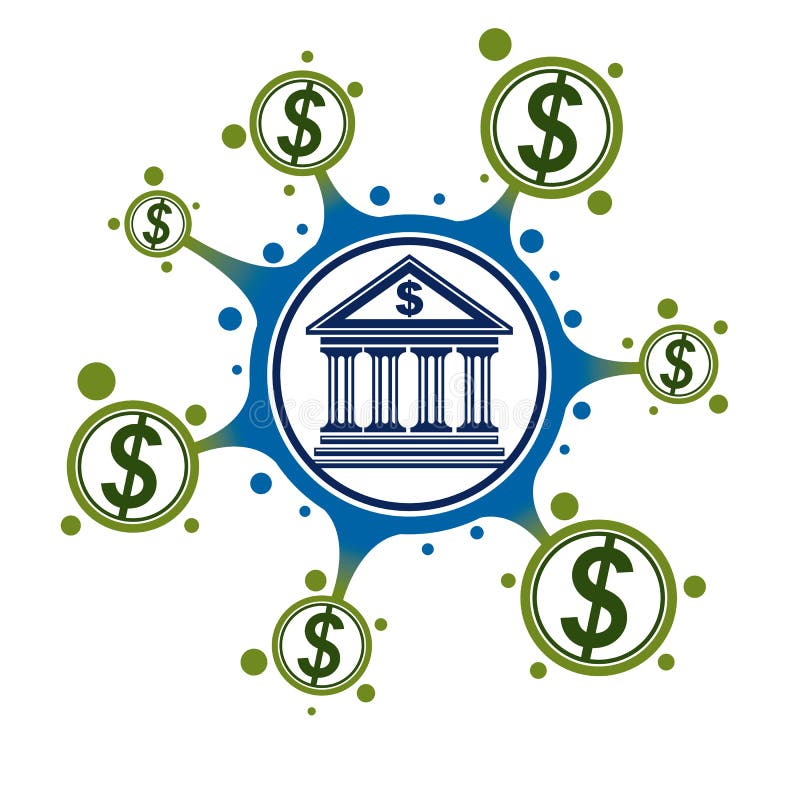 Bankowe logo koncepcyjne, unikatowy symbol wektora System bankowy Globalny System Finansowy ilustracja wektor