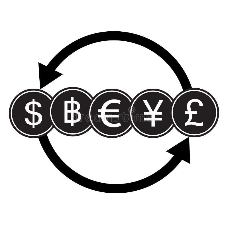 Bankowości waluty znak Dolar, skąpanie, euro, jen i funt, Gotówkowy tr ilustracji Bankowości waluty znak Dolar, skąpanie, euro, jen i funt, Gotówkowy tr ilustracji