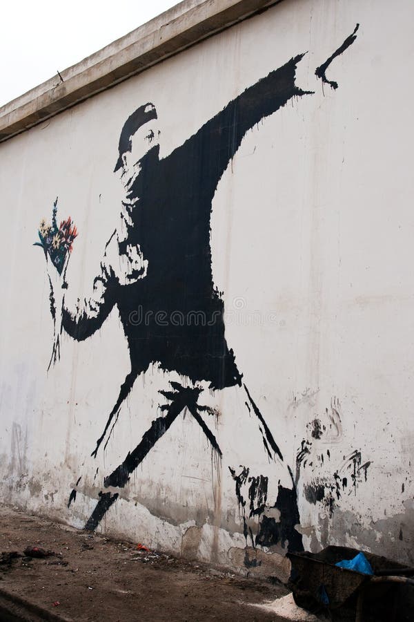 Banksy in Palestine editorial stock photo. Image of ghetto - 18383643