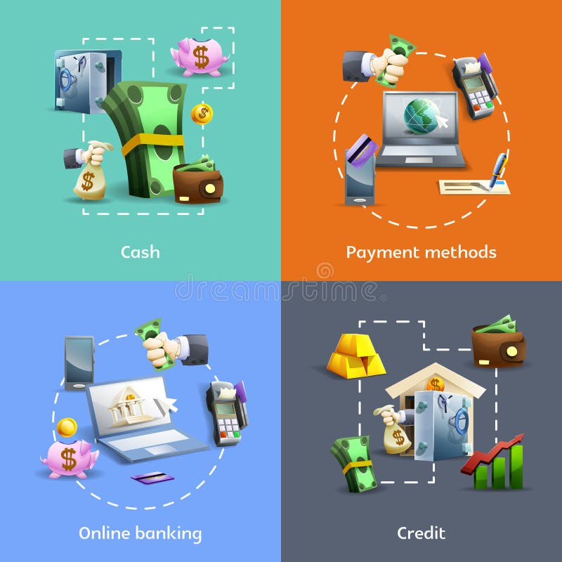 Bankwezen en betalings geplaatste pictogrammen