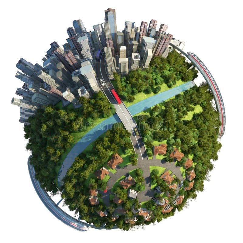 Banlieues et concept de globe de ville illustration stock Banlieues et concept de globe de ville illustration stock