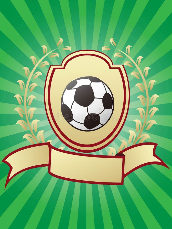 Banne brillante del nastro dell'alloro dello schermo dell'oro di progettazione di campionato di calcio royalty illustrazione gratis Banne brillante del nastro dell'alloro dello schermo dell'oro di progettazione di campionato di calcio royalty illustrazione gratis