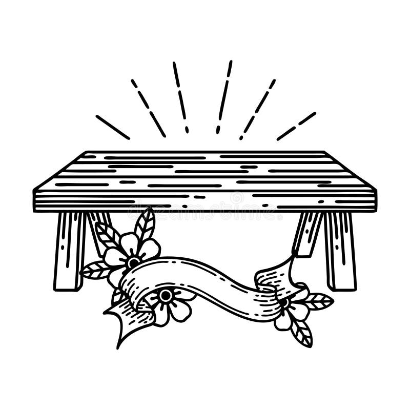 wooden table line art  Clipart black and white, Table, Line art