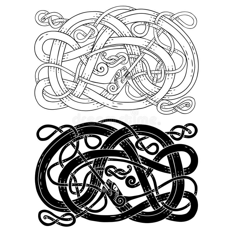 Banner in the Celtic Style. Celtic Knot Patterns with Snakes. Stock ...