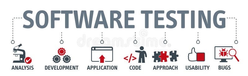 Banner software testing with vector icons royalty free illustration