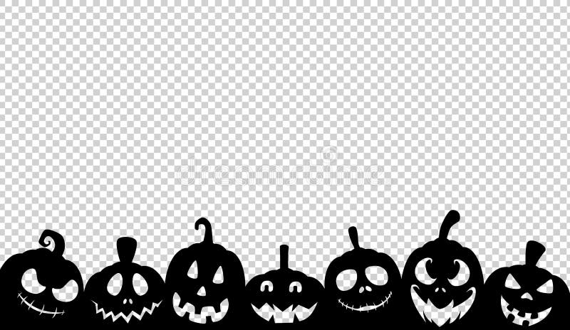 Banner de festa de halloween com cara de abóbora assustadora preta ou  amarela isolada em png ou espaço de fundo transparente para ilustração em  vetor de pôster de site de modelo de