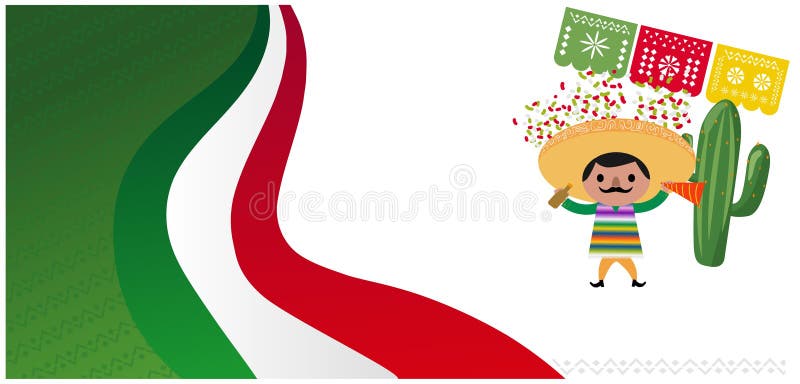 Banner De La Celebración Del Día De La Independencia De México Stock de  ilustración - Ilustración de cultura, modelo: 195307169