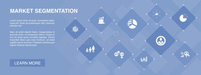 Banner de segmentación de mercado 10 iconos ilustración del vector Banner de segmentación de mercado 10 iconos ilustración del vector