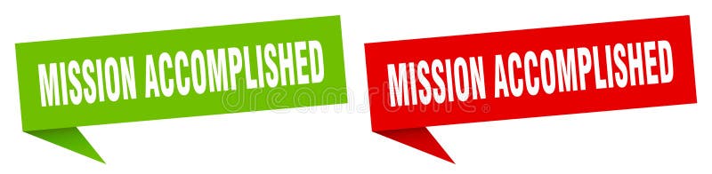 Banner della missione. insieme di etichette con bolla vocale completata. royalty illustrazione gratis