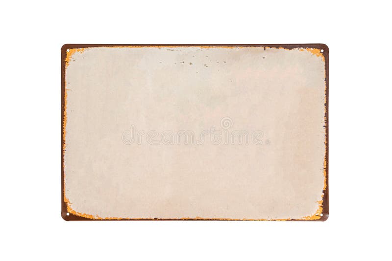 Banner di lamiera d'argento con fondo bianco e isolato di spigolo arrugginito su fondo bianco immagine stock libera da diritti