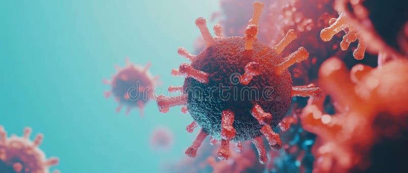 A banner displaying a close-up view of cellular life and microstructures against an abstract microbiology background. This representation focuses on science, macro perspectives, microscopy, biology,. AI generated