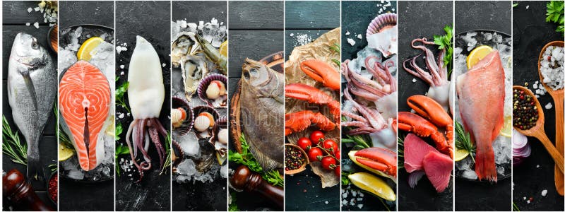 Banner. fish and seafood arrangement