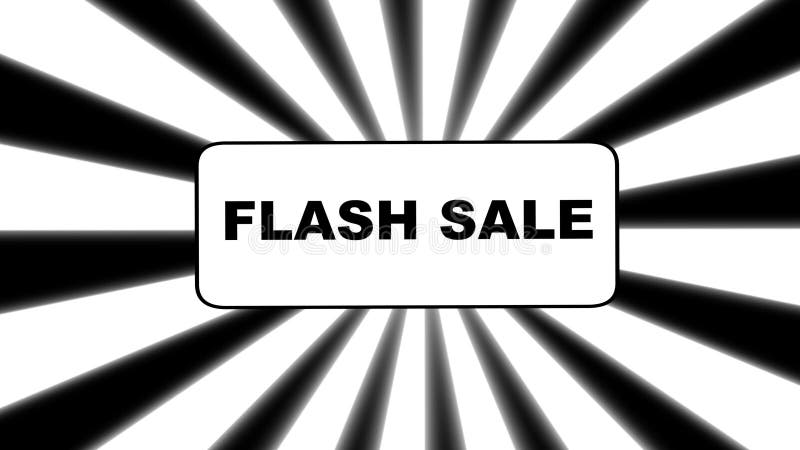 Banner flash sale κινούμενο σε μαύρο και λευκό φόντο sunburst