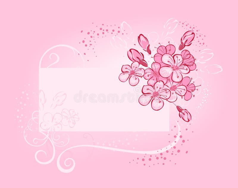 Banner with flowering cherry