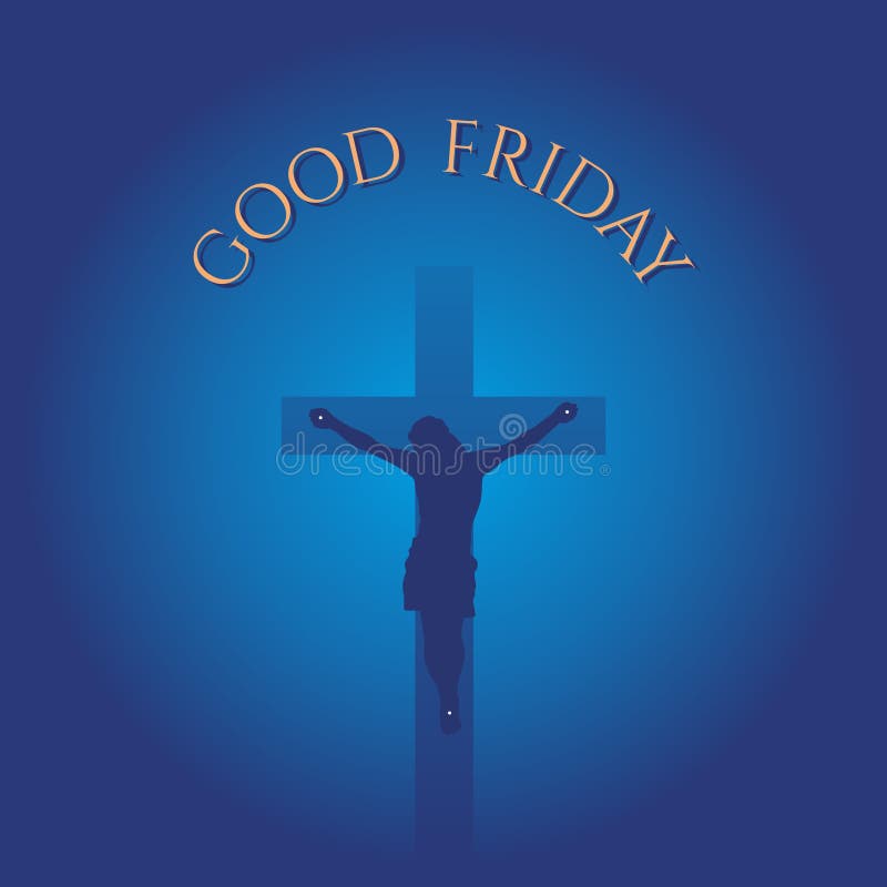 Banner for Good Friday with Lord Jesus Christ on Cross, Blue Background ...