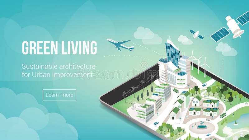 Banner green city royalty free illustration