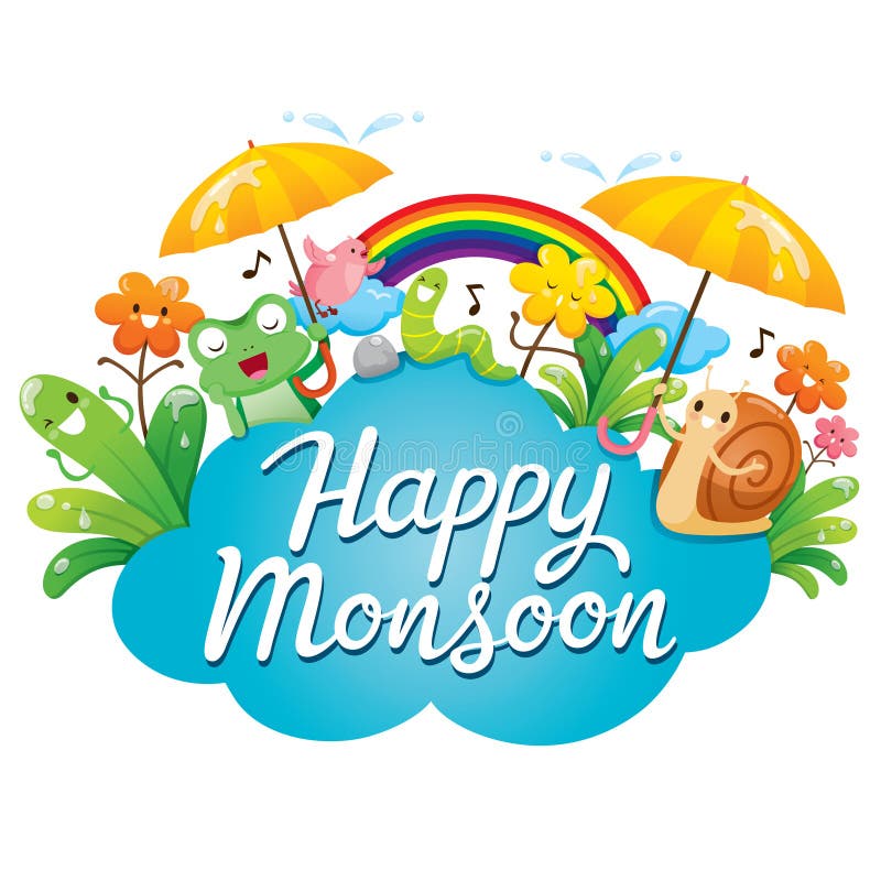 Banner of Happy Monsoon with Cartoon Character, Animals and Nature Stock Vector - Illustration of objects, lettering: 121848228 Banner of Happy Monsoon with Cartoon Character, Animals and Nature Stock Vector - Illustration of objects, lettering: 121848228