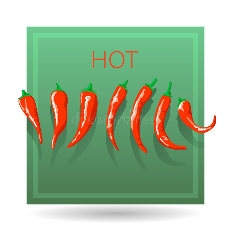 Banner with Hot Red Chili Peppers. Various Peppers Vector Isolated