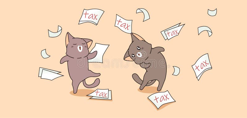 Banner kawaii gatos con impuestos libre illustration
