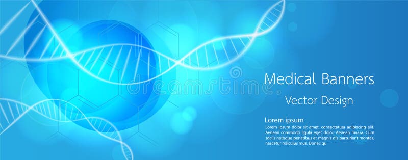 Banner Medical dna and technology background. vector background design