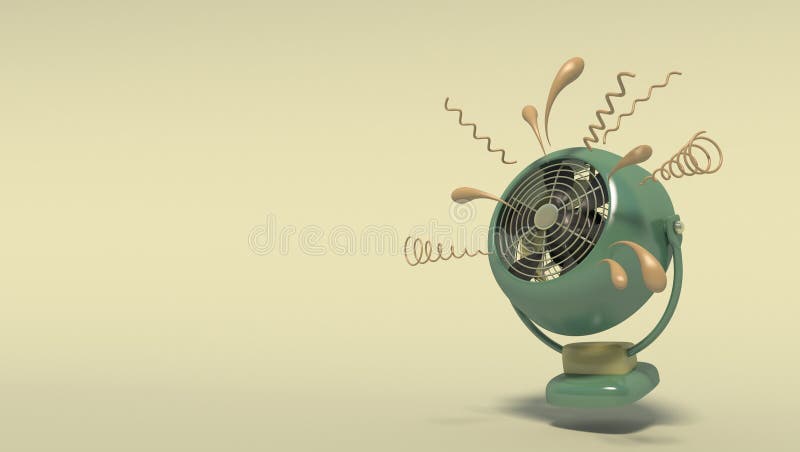 Banner met een oude groene ventilator in een beeldverhaalstijl Geïsoleerd voorwerp op een lichte geelgroene achtergrond met ruimt stock illustratie Banner met een oude groene ventilator in een beeldverhaalstijl Geïsoleerd voorwerp op een lichte geelgroene achtergrond met ruimt stock illustratie