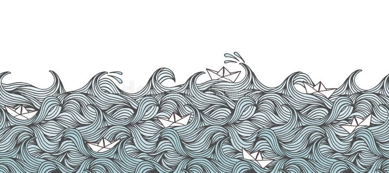 Banner met golven en document boten royalty-vrije illustratie Banner met golven en document boten royalty-vrije illustratie
