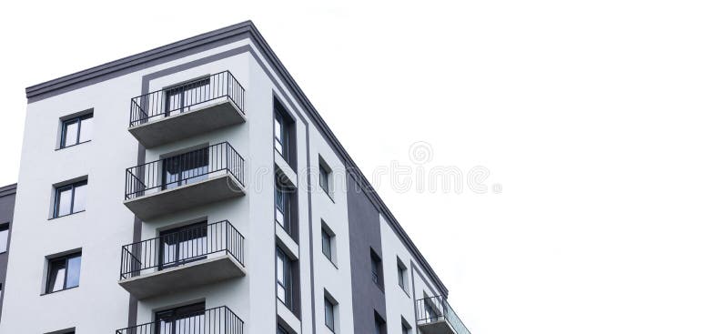 Banner of modern apartment building isolated on white background royalty free stock image
