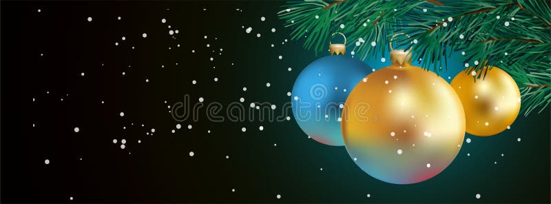 Banner Navideño Con Bolas De Navidad Doradas Y Azules - Ilustración Para Portada De Facebook - Vector Ilustración del Vector - Ilustración de cubierta, divertido: 166609821